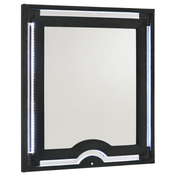Ravenne Velvet Upholstered LED Dresser Mirror Black