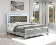 Gunnison Wood  LED Panel Bed Silver Metallic