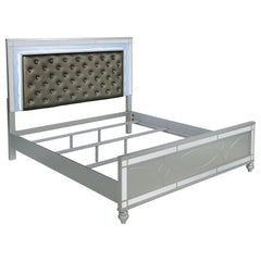 Gunnison Wood  LED Panel Bed Silver Metallic