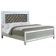Gunnison Wood  LED Panel Bed Silver Metallic