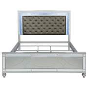 Gunnison Wood  LED Panel Bed Silver Metallic