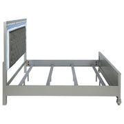 Gunnison Wood  LED Panel Bed Silver Metallic
