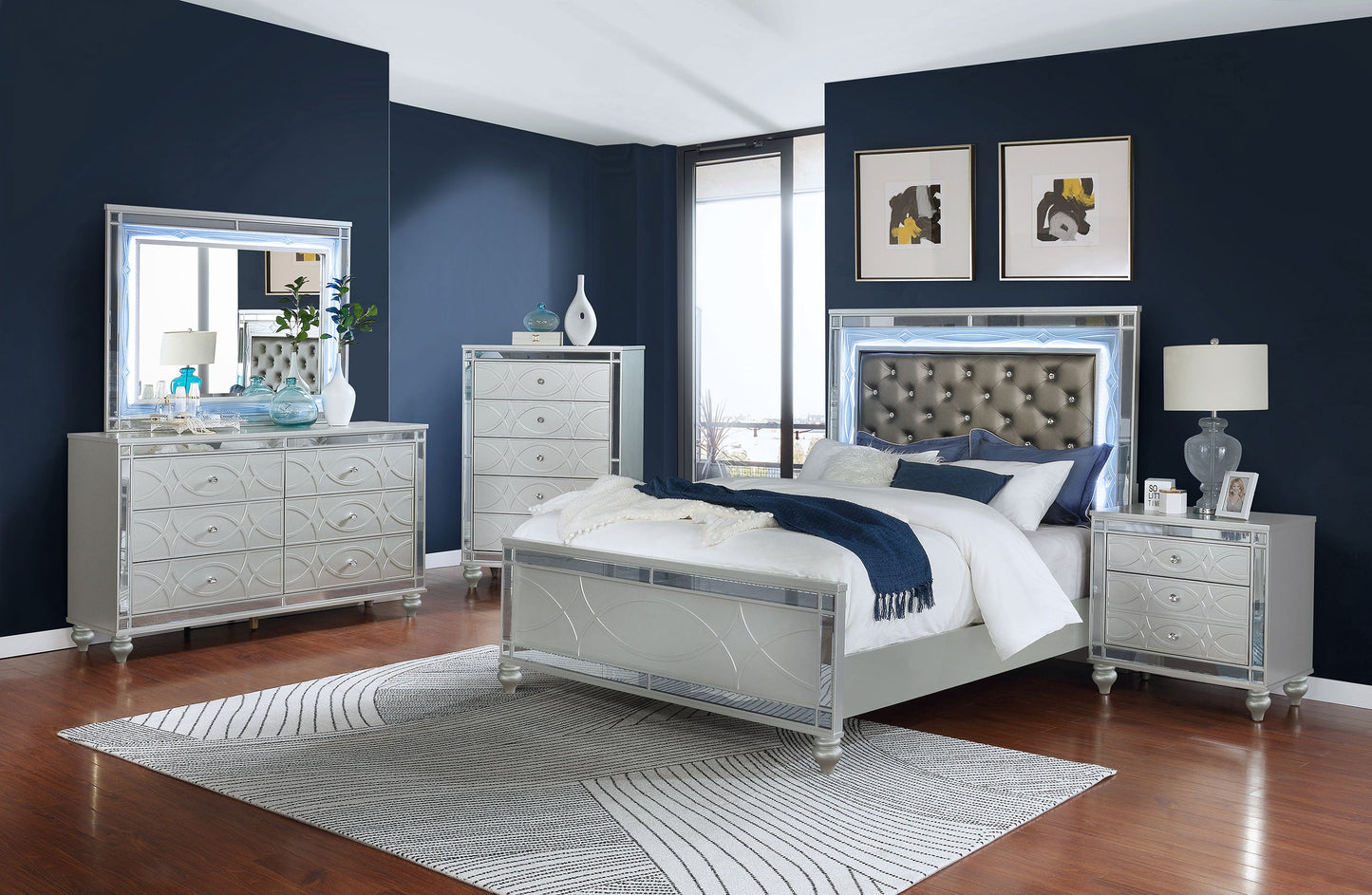 Gunnison  Bedroom Set Silver Metallic