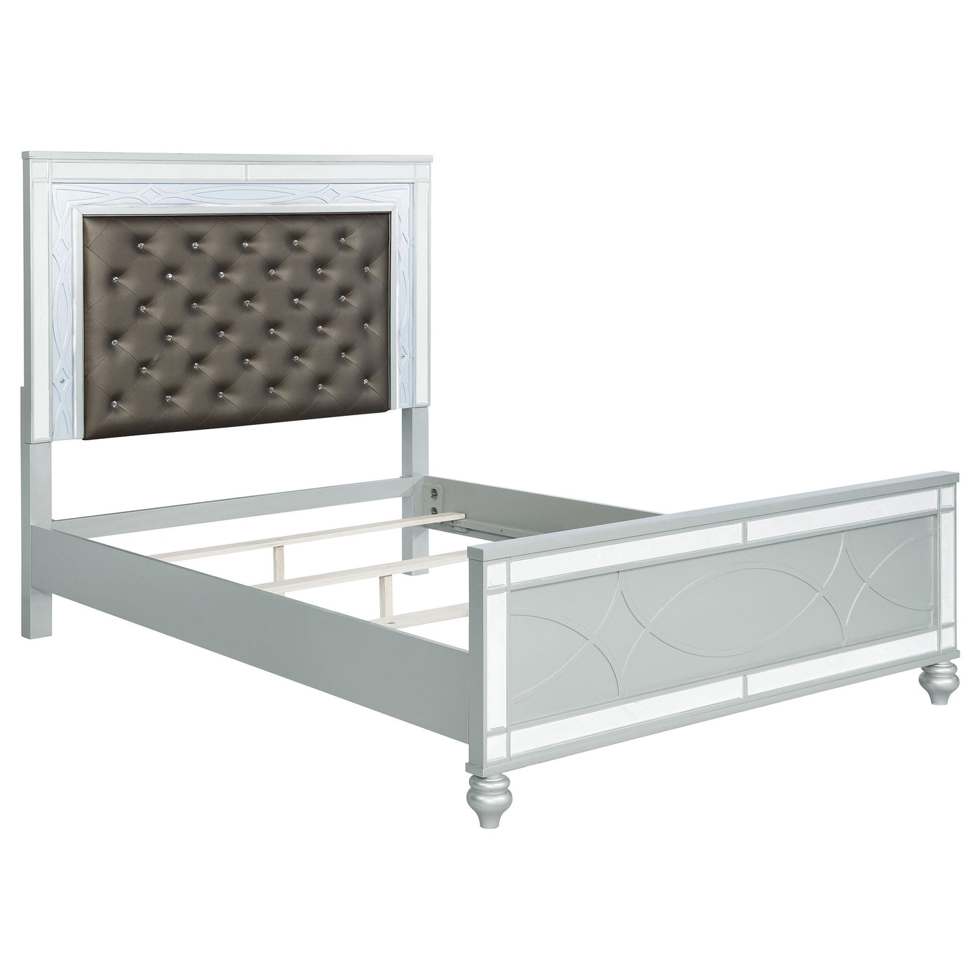 Gunnison Wood  LED Panel Bed Silver Metallic