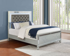 Gunnison Wood  LED Panel Bed Silver Metallic