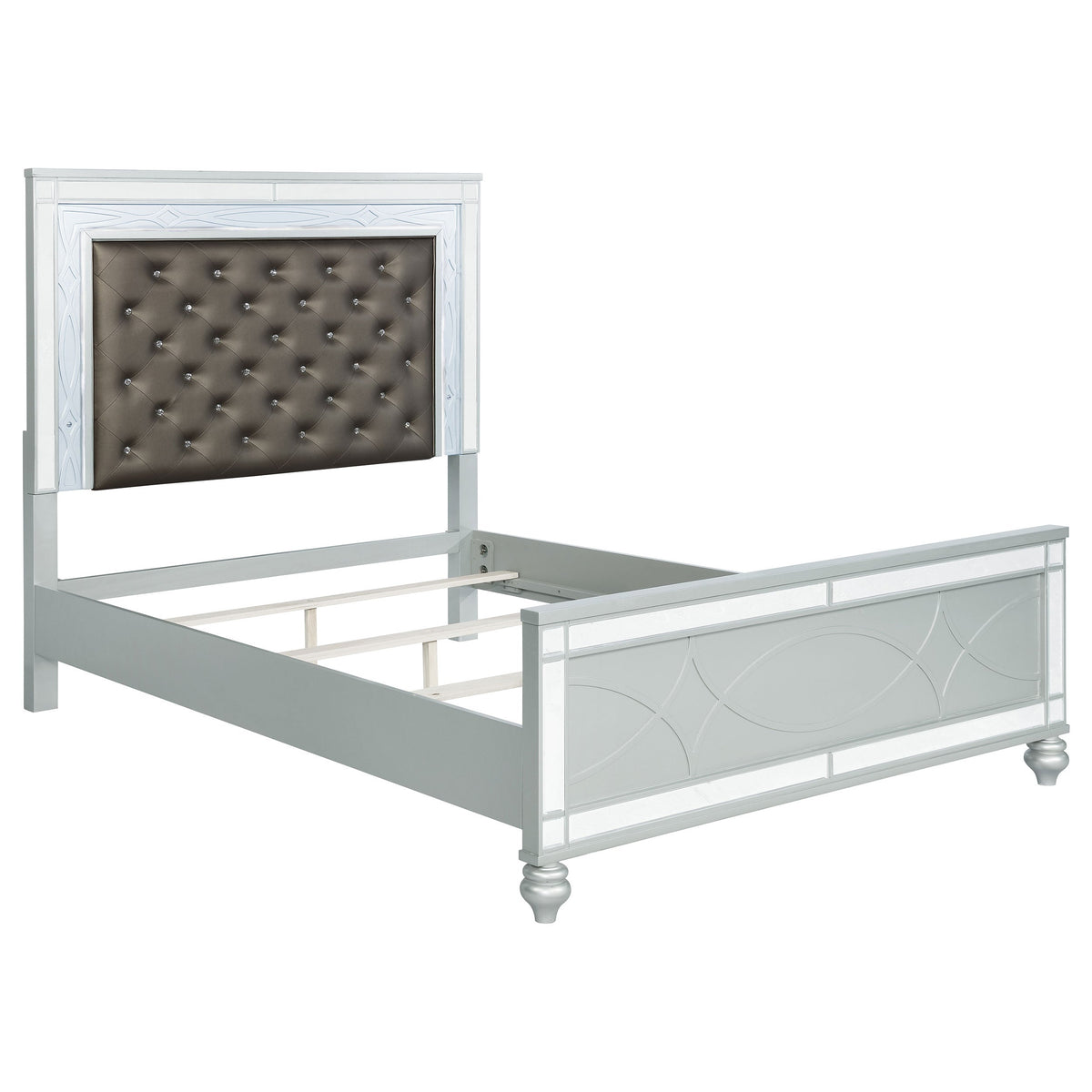Gunnison Wood  LED Panel Bed Silver Metallic