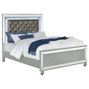 Gunnison Wood  LED Panel Bed Silver Metallic