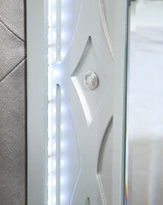 Gunnison Wood  LED Panel Bed Silver Metallic