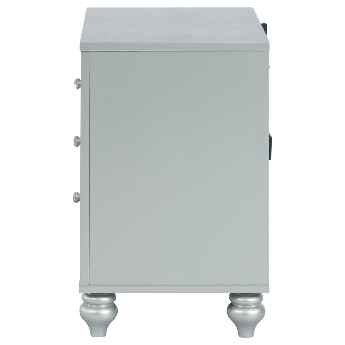 Mesita de noche Gunnison de 2 cajones color plata metalizada