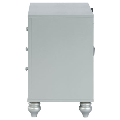 Mesita de noche Gunnison de 2 cajones color plata metalizada