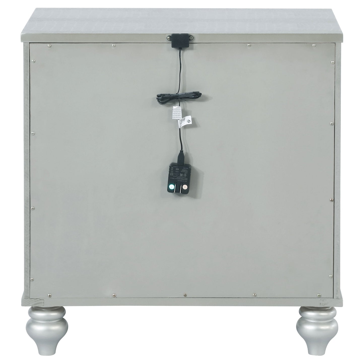 Mesita de noche Gunnison de 2 cajones color plata metalizada