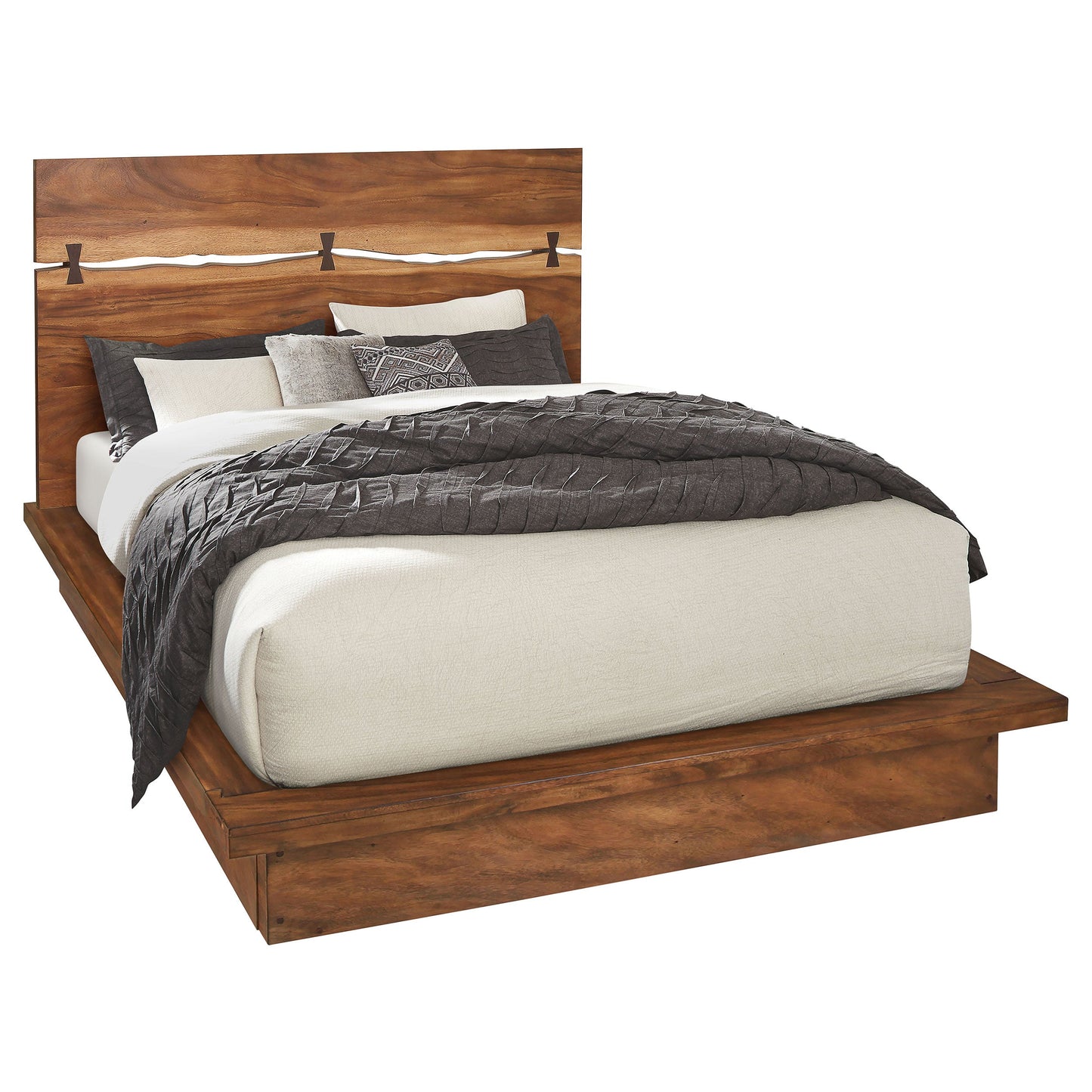 Cama con paneles de madera Winslow en nogal ahumado