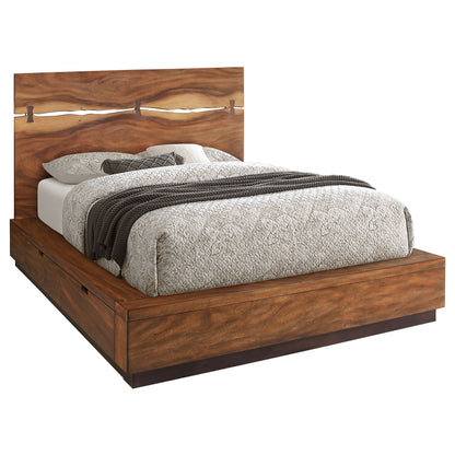 Cama con paneles de madera Winslow en nogal ahumado