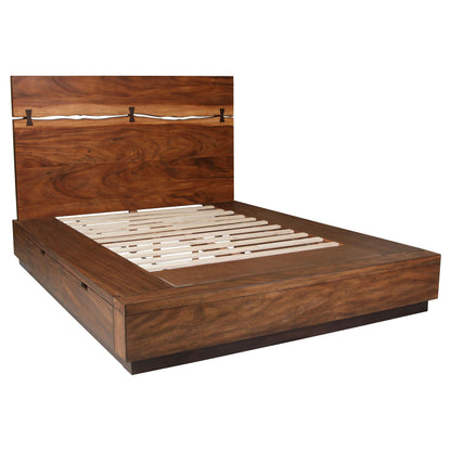 Cama con paneles de madera Winslow en nogal ahumado