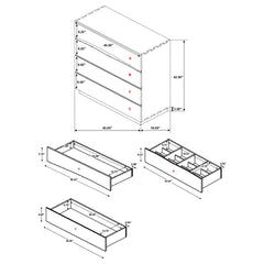 Cómoda de dormitorio Winslow de 4 cajones en nogal ahumado