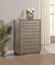 Cómoda de dormitorio Durango de 5 cajones color pimienta ahumada