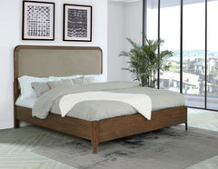 Cama tapizada Maderia de 57 pulgadas en color nogal