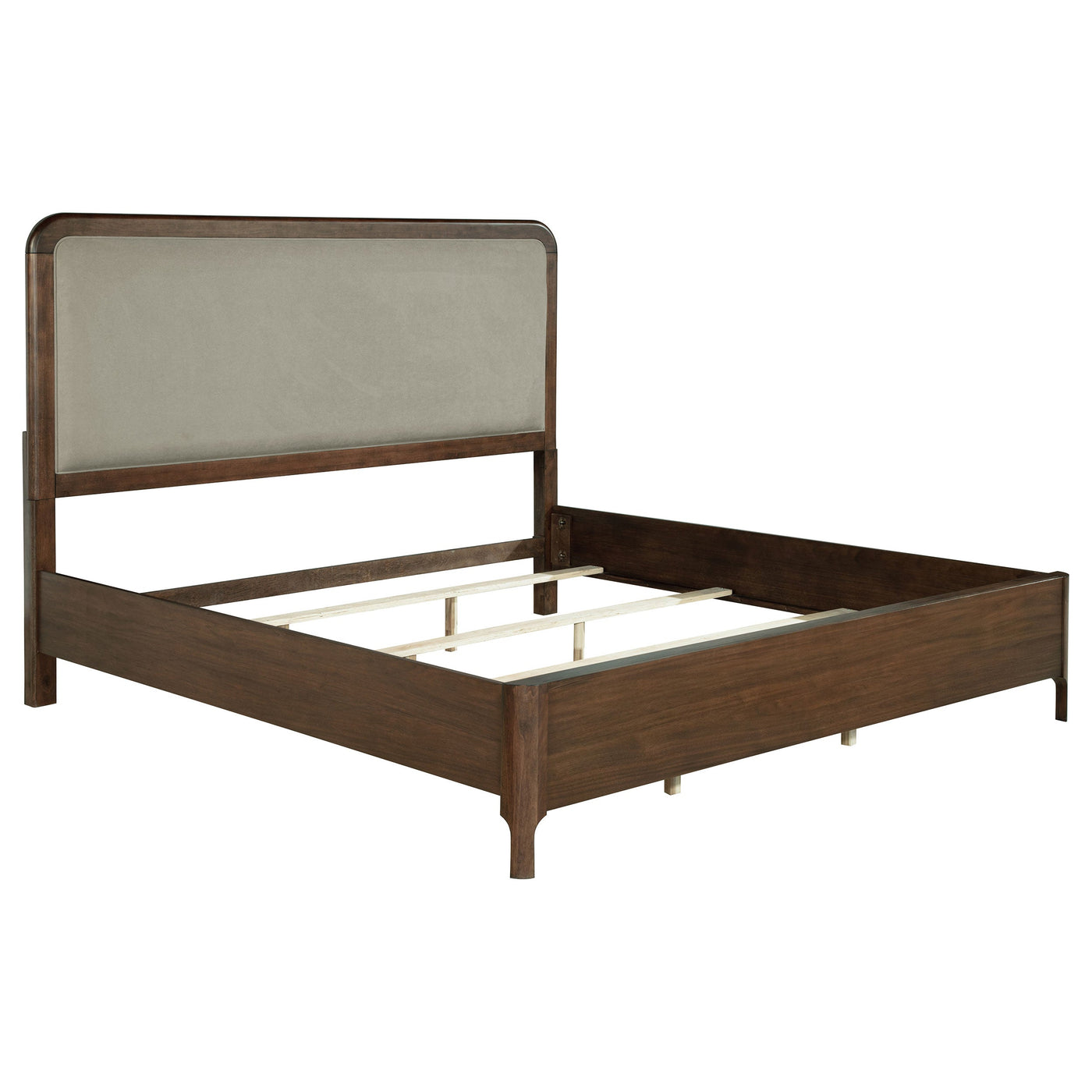 Cama tapizada Maderia de 57 pulgadas en color nogal