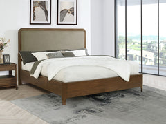 Cama tapizada Maderia de 57 pulgadas en color nogal