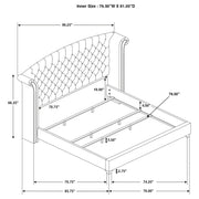 Cama Melody tapizada con respaldo alto en gris