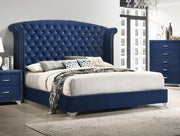Cama Melody tapizada con respaldo alto en gris