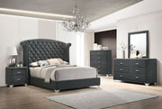 Cama Melody tapizada con respaldo alto en gris