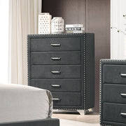 Cómoda de dormitorio Melody de 5 cajones, color gris