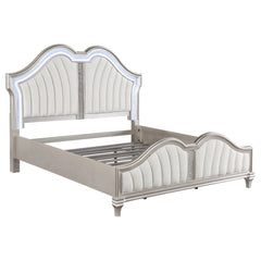 Evangeline Wood LED Panel Bed Silver Oak
