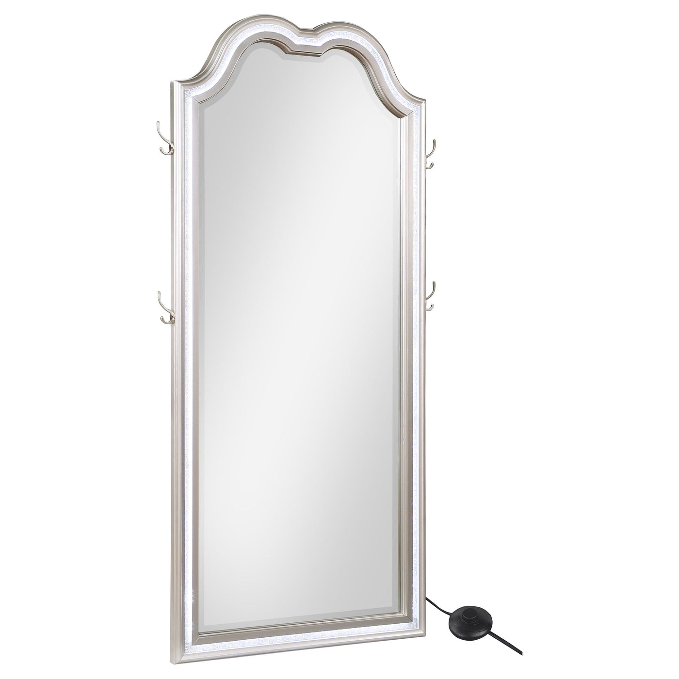 Espejo de pie Evangeline Length con luz LED en roble plateado