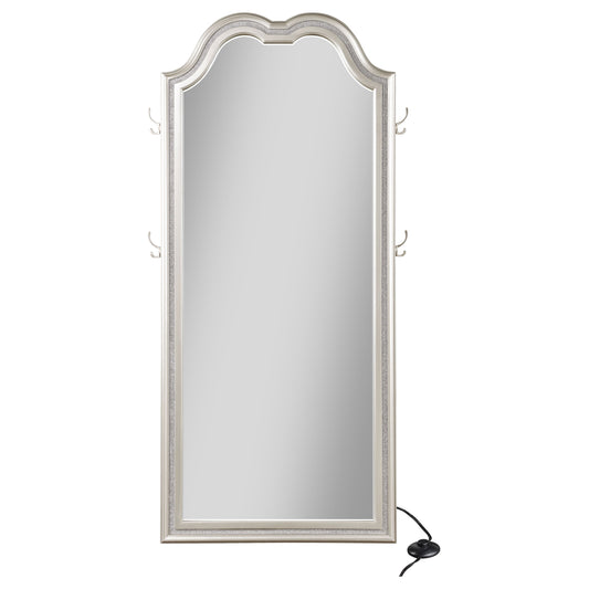 Evangeline Length LED Light Floor Mirror Silver Oak