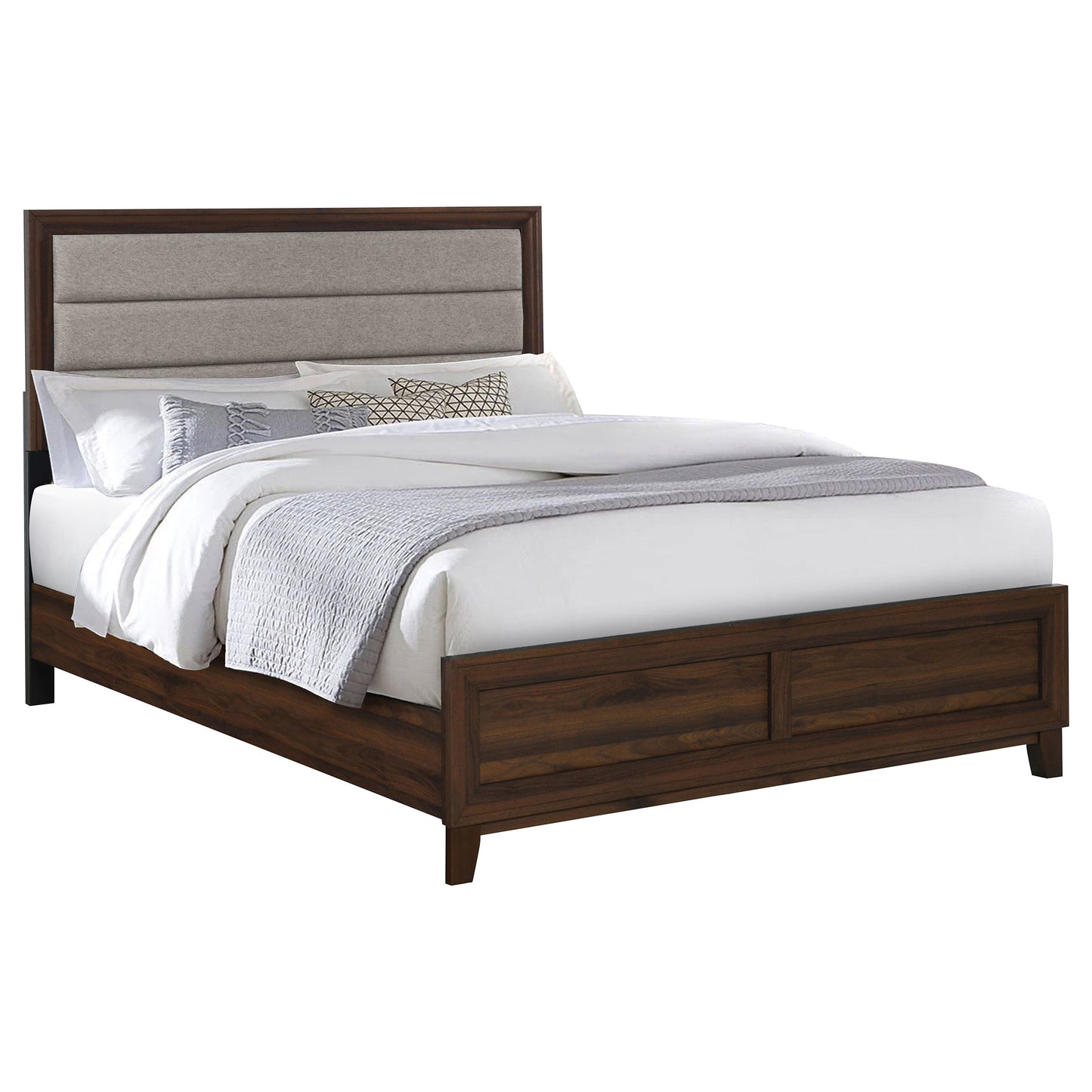Cama tapizada Welsley de 50 pulgadas en nogal