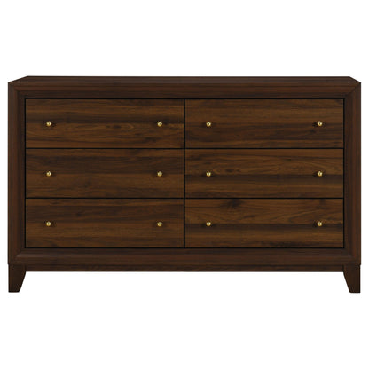 Welsley 6-drawer Dresser and Mirror Walnut