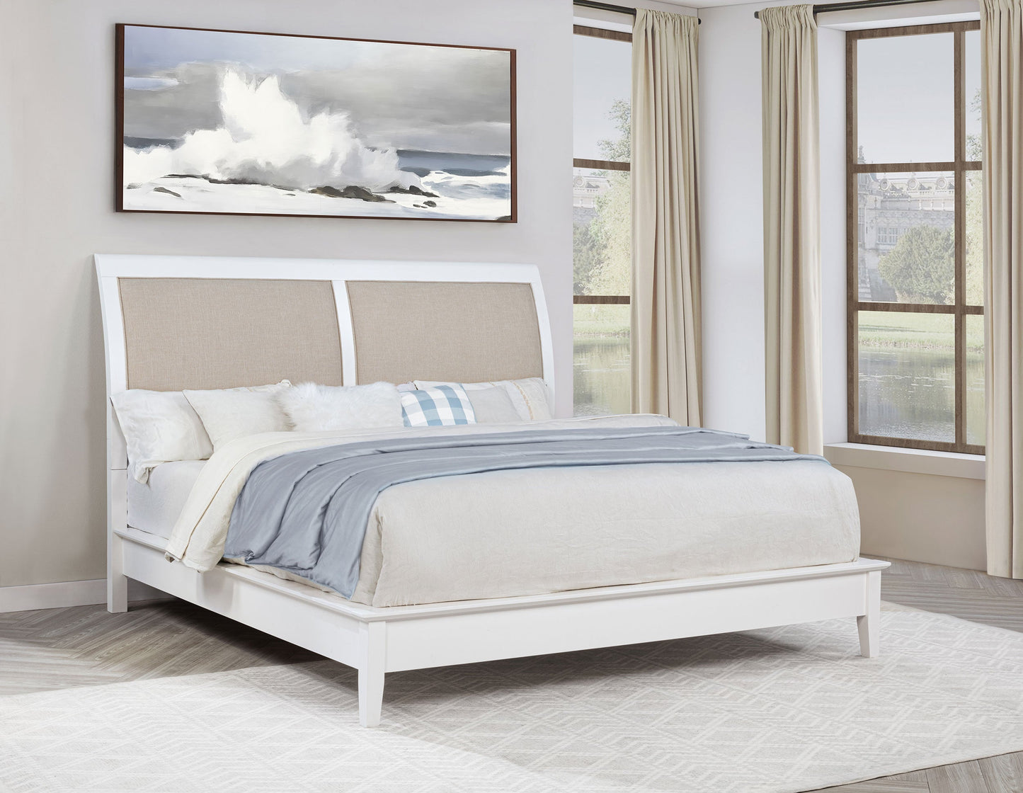 Bexhill 56-inch Upholstered  Panel Bed White