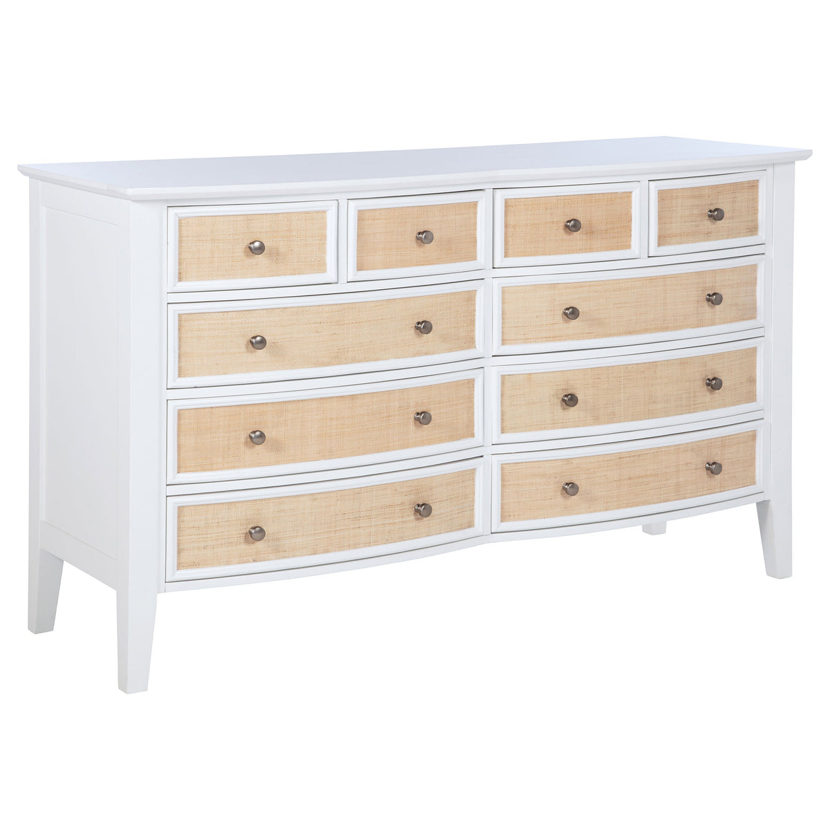 Cómoda Bexhill de 10 cajones y espejo blanco