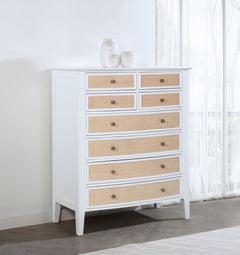 Cómoda Bexhill de 8 cajones blanca