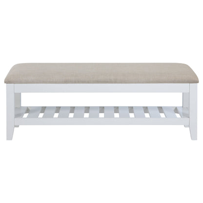 Banco rectangular tapizado Bexhill con estante blanco