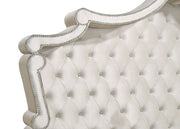 Cama Antonella tapizada con paneles color marfil