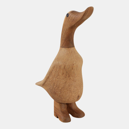 8x4" Natural Wood Duck In Boots, Brown