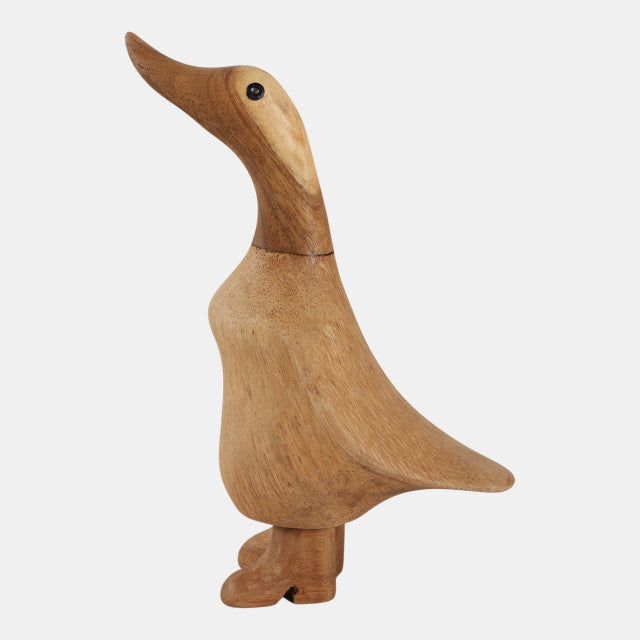 8x4" Natural Wood Duck In Boots, Brown