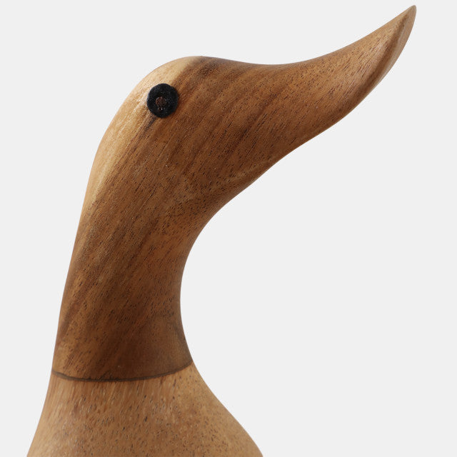 8x4" Natural Wood Duck In Boots, Brown