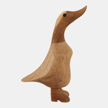 8x4" Natural Wood Duck In Boots, Brown