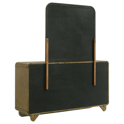 Cómoda Amsbury de 6 cajones y espejo color nuez moscada