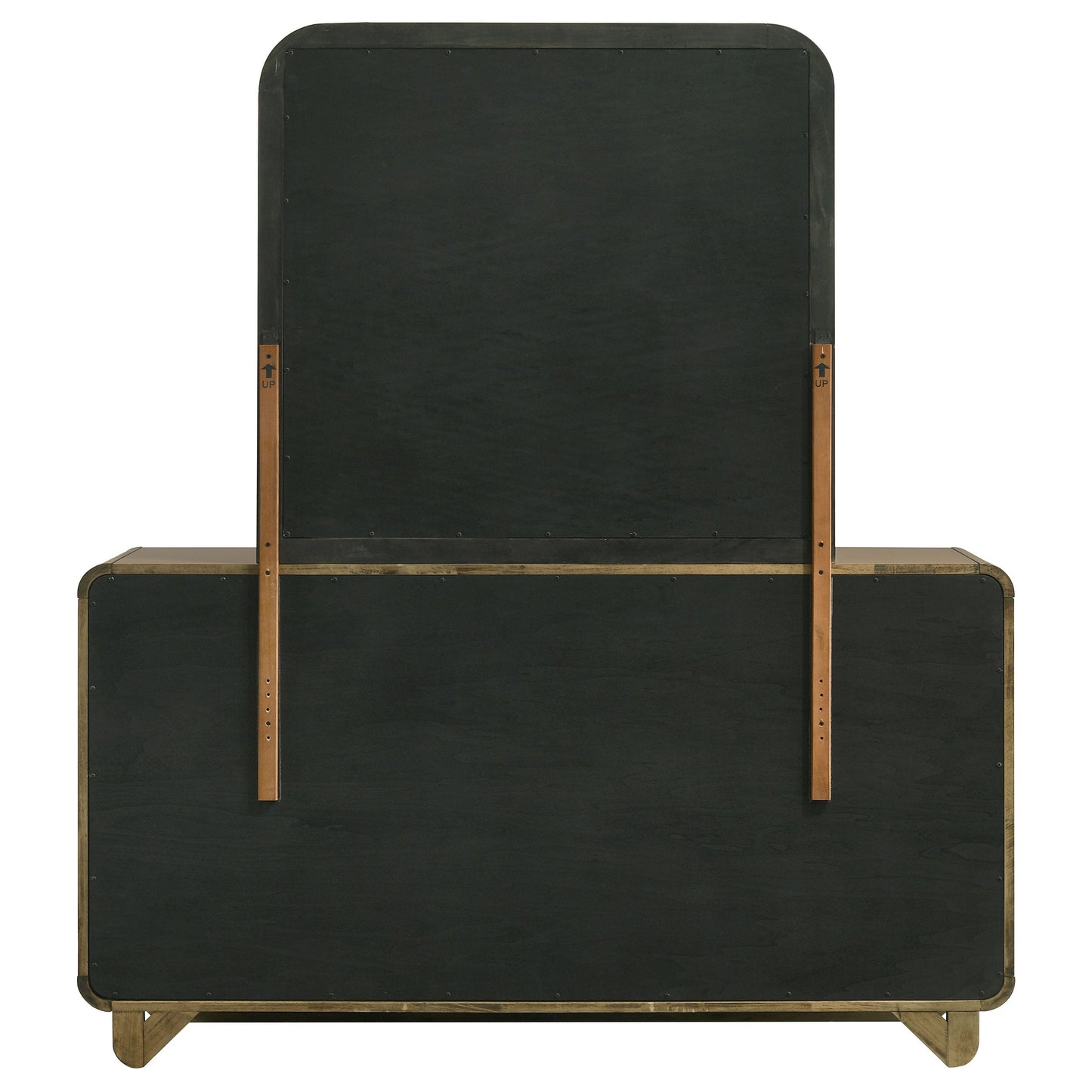 Cómoda Amsbury de 6 cajones y espejo color nuez moscada