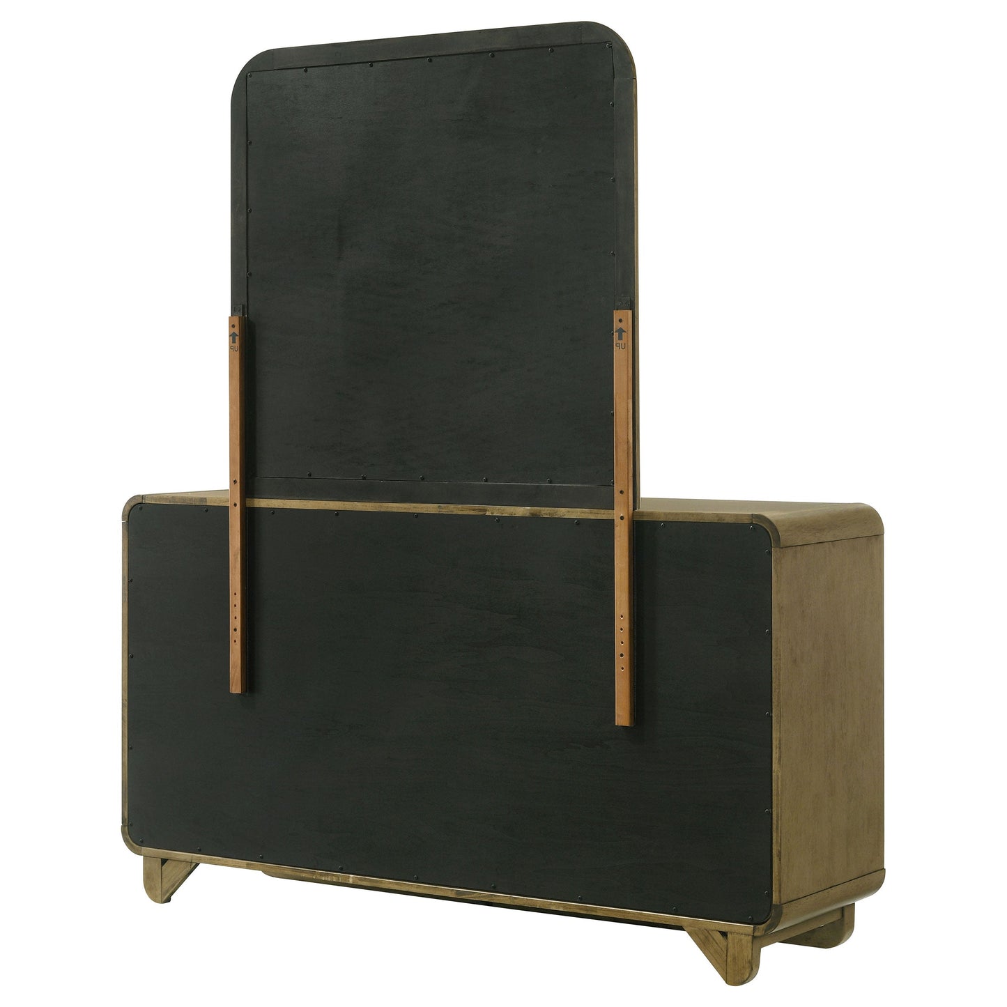 Cómoda Amsbury de 6 cajones y espejo color nuez moscada