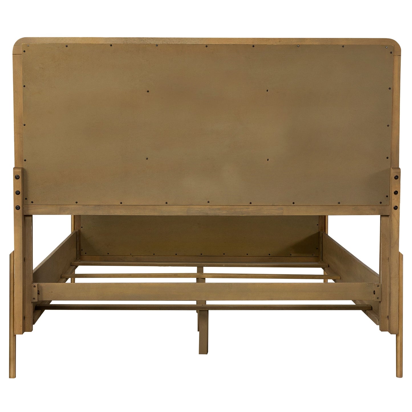 Cama con paneles de ratán Arini color arena y natural