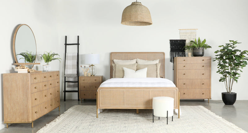 Arini RattanPanel Bed Sand Wash and Natural