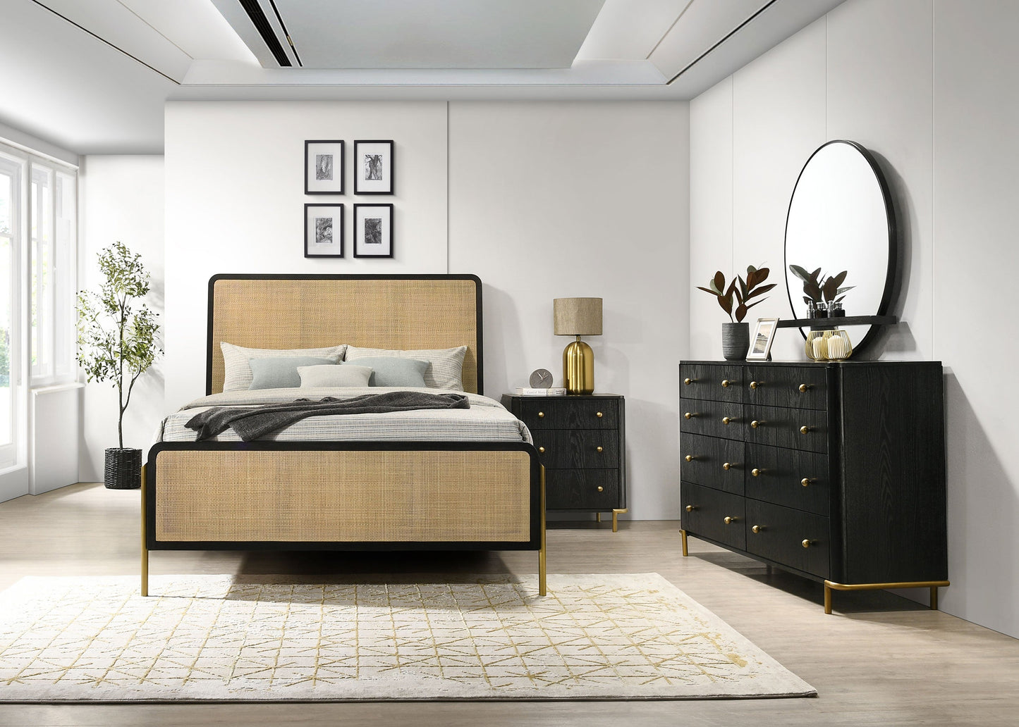 Arini Bedroom Set Black and Natural