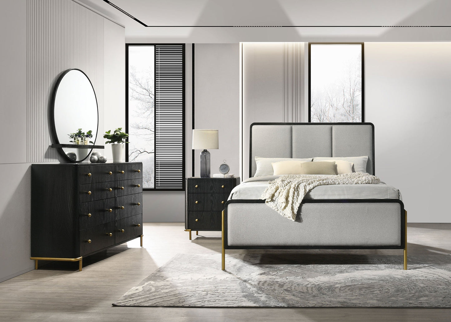 Arini Bedroom Set Black and Natural