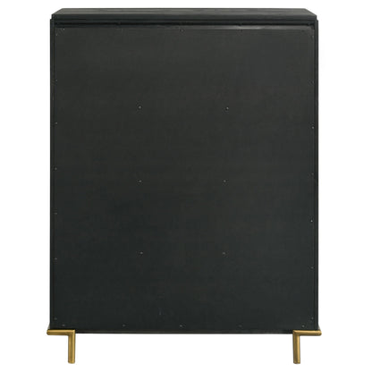 Cómoda de dormitorio Arini de 5 cajones, color negro