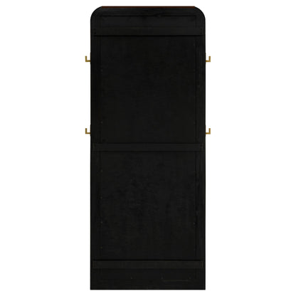 Espejo de pie de suelo con tejido de caña Arini, color negro